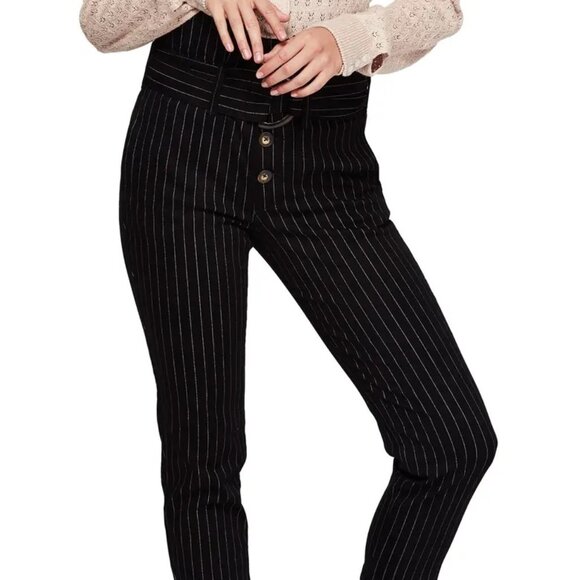 FREE PEOPLE Montella Pinstripe Crop Skinny Pants, Size 2 - Picture 1 of 8